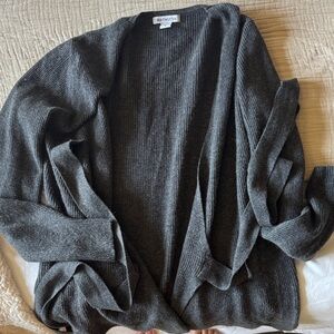 Athleta Dark Charcoal Ribbed Open-Front Cardigan